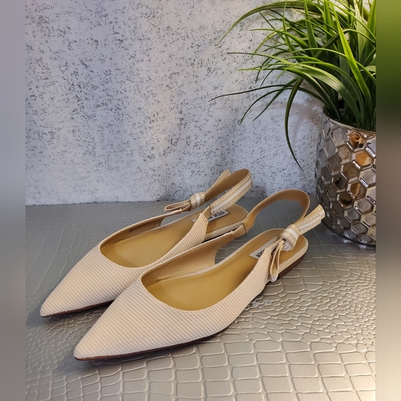 Steve Madden NWOB Flats Women's Size 8M Ivory Canvas Olsen Slingback Bow Pointy - Picture 7 of 16